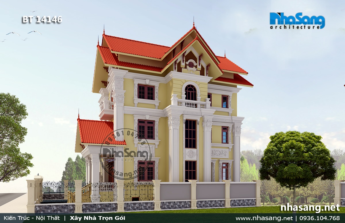mẫu thiết kế biệt thự tân cổ điển 3 tầng đẹp